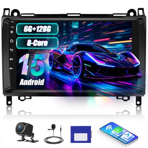 Android 15, 6G+128G 8Core GOHHDL Autoradio pour Mercedes Benz Classe A/B W169 W245 B200 W639 Vito Viano W906 Sprinter Carplay Android Auto, Radio 9 Pouces avec BT WiFi...