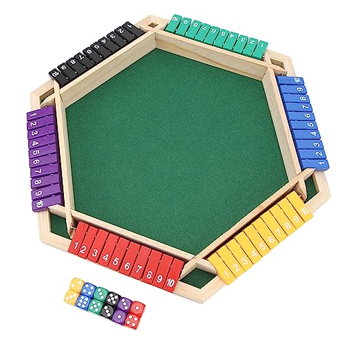 Shut the Box juego de mesa de madera de 6 jugadores con dados de colores para niños y adultos