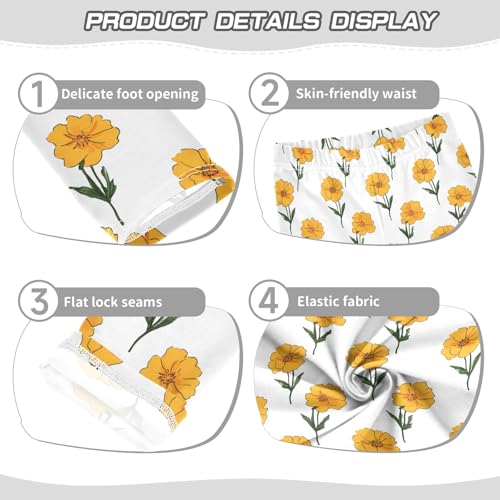 Girls' Athletic Leggings Ankle Length Yoga Dance Pants Kids Teen 4T Flowers3