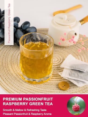 Image of TeeLux Passion Fruit Raspberry Green Tea Bags, Aromatic & Refreshing, 100ct