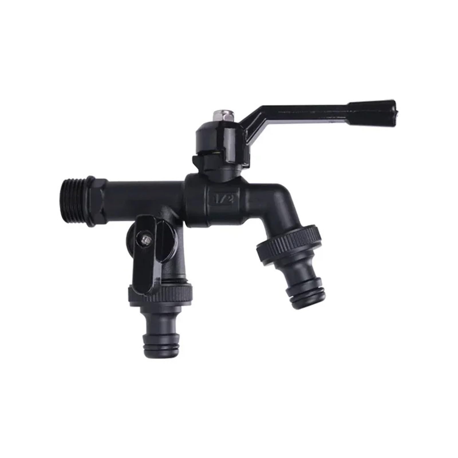 Grifo de agua latón for jardín exterior, anticongelante, con conector manguera y doble salida for lavadora Grifo de jardín(Color 1 DN15 with 2 nipple)