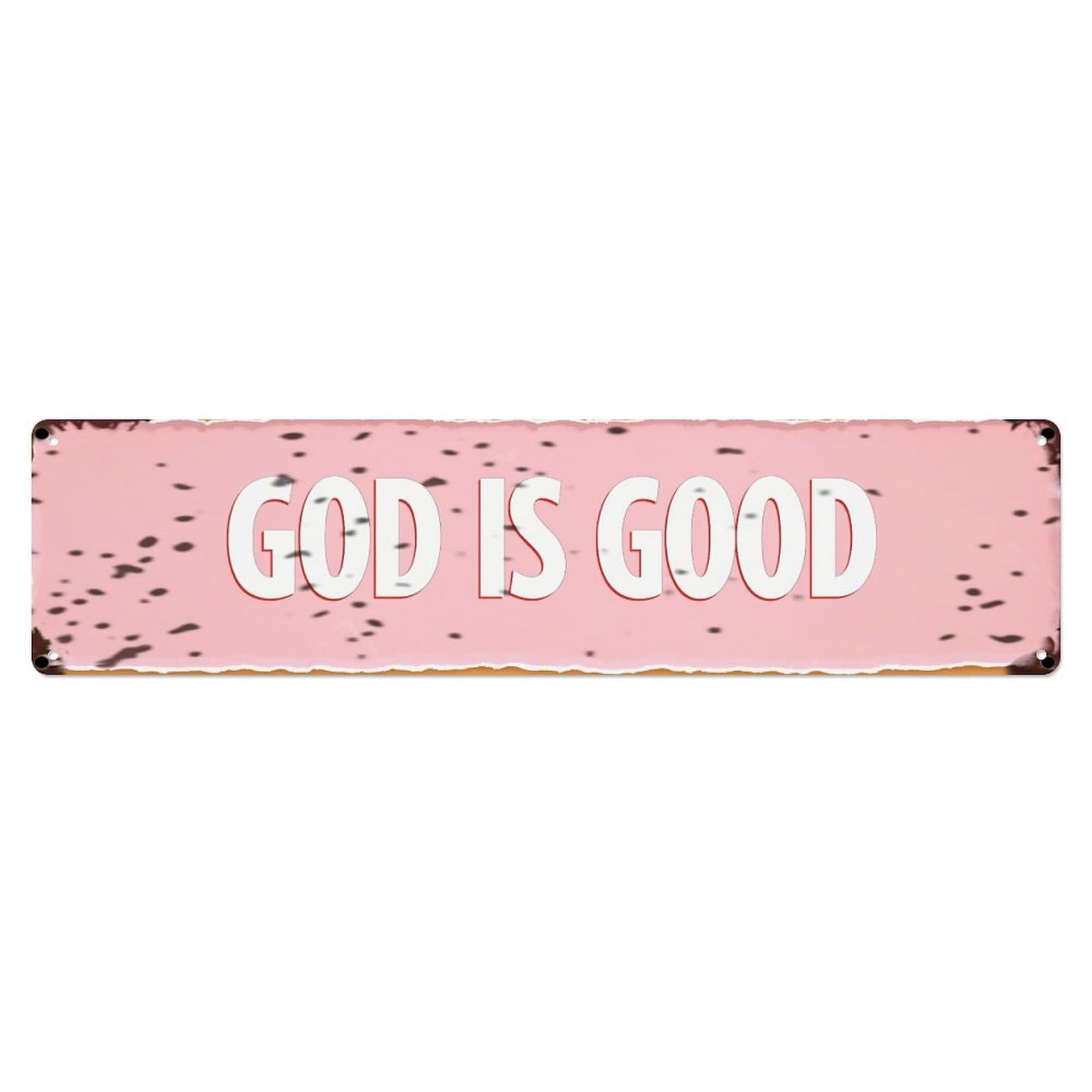 Jdyaojiesheng Vintage Pink Background With Black Speckles Tin Sign Retro Metal Wall Decor Metal Poster, Home Bar Garage Farmhouse Cafe Wall Art Decoration 4X16inch