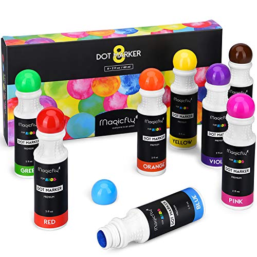 Magicfly Washable Dot Markers, 8 Colors Non-Toxic Paint Dauber for Kids, Toddlers