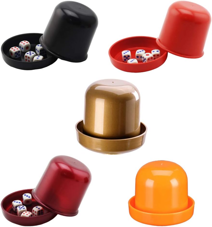 NUOBESTY Dice Cup Set Games Professional Dices for Liars Farkle Bar Ktv Anti Cheating Dice Box with 5 Dices (Color)