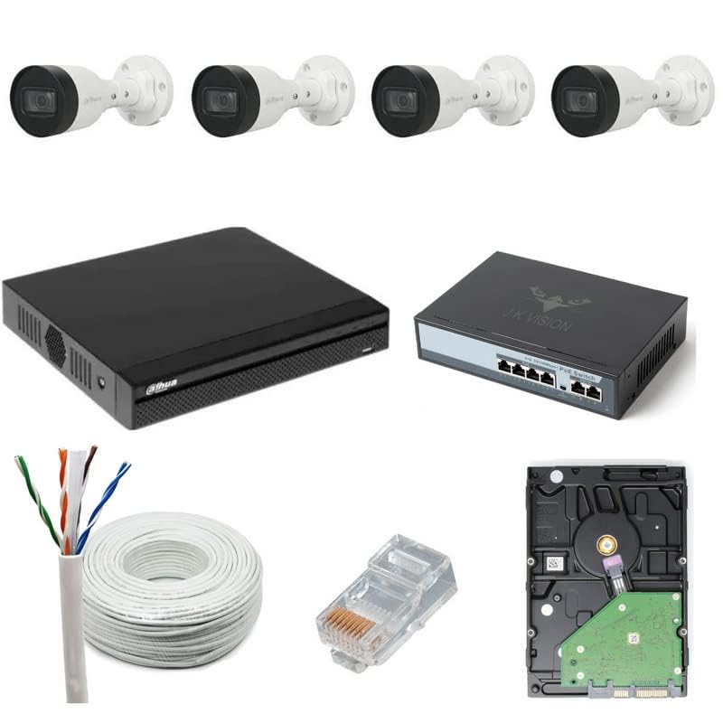 DAHUA 2MP CCTV IP Camera Full Set, 4 Bullet, 4 Channel NVR, 4 Port JK Vision POE, 1TB Hard Disk, Cat6 Cable (100 Meter), 8 RJ45 Connector Compatible with J.K.Vision RJ45-image-24