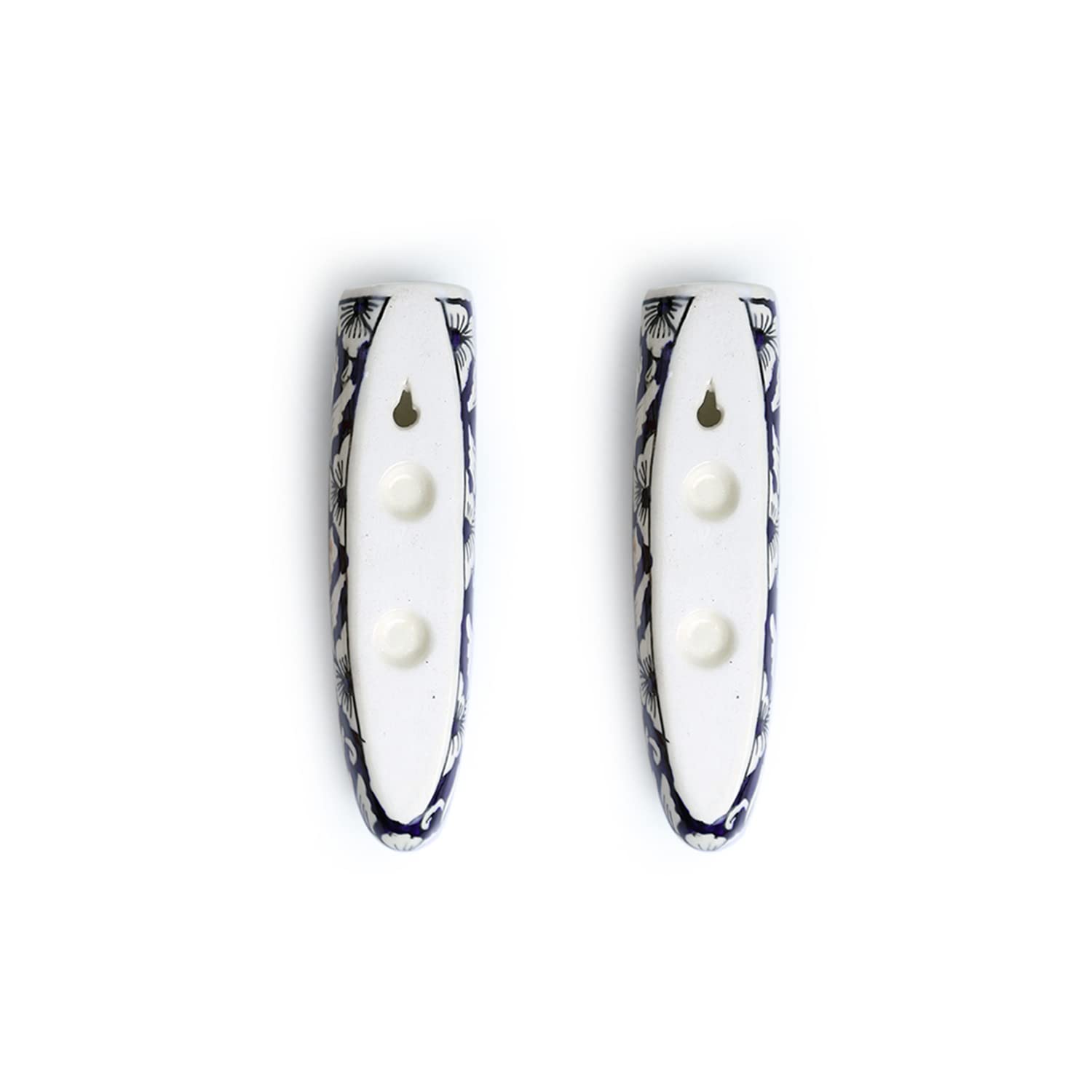 ExclusiveLane Midnight Bloom' Ceramic Wall Planters for Living Room & Balcony (Set of 2)|Wall Planter for Home Decoration Wall Hanging Planter Wall Mounted Planter, Midnight Blue and White - Image 4 thumbnail