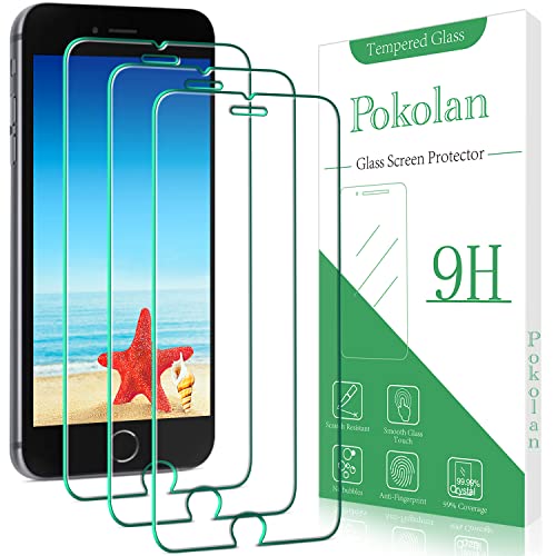 Pokolan 3 Pack Screen Protector for iPhone SE 3 (2022) iPhone SE 2 (2020) Tempered Glass 9H Hardness Case Friendly Bubble Free Anti-Scratch Ultra Resistant