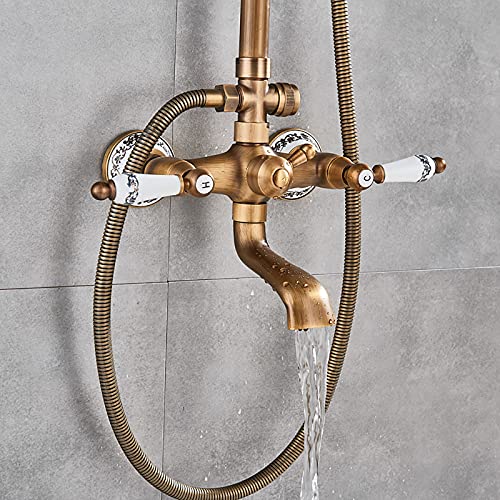 Ensemble de douche en laiton antique avec douchette et bec baignoire