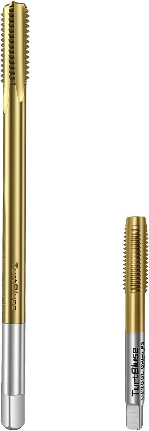 M11×2.0 4-Flute Thread Tap Extra Long Thread Tapping Tool,High Precision M2 Steel with TIN Coating,Thread Clean Tap for Engine Bolts,O2 Sensor & Spark Plug Thread Chaser,Thread Cleaning 165mm Long
