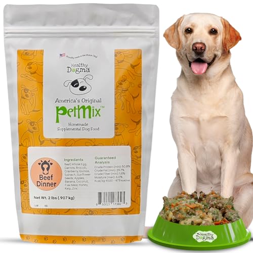 Healthy Dogma - PetMix Dehydrated Dog Food - Beef Dinner - Raw Food - Gluten Free, Clean Ingredient Food - No Preservatives, Homemade Dog Food Beef Recipe (2 lbs)