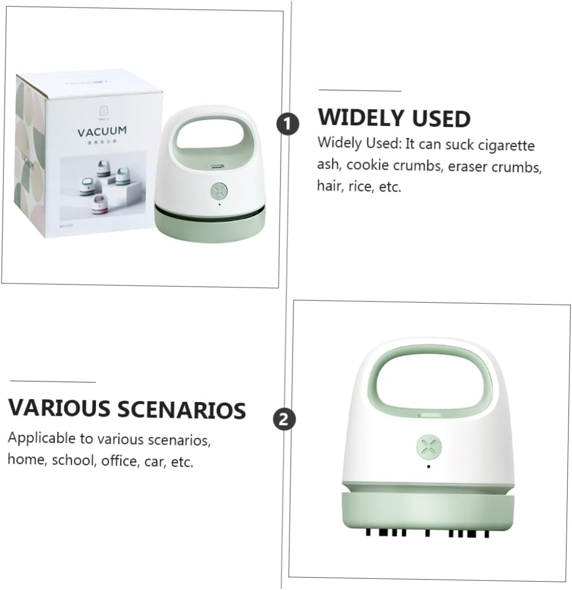 Portable Handheld Desk Dust Cleaner USB Rechargeable Mini Table Vacuum with Suction for Home Office Car School Use