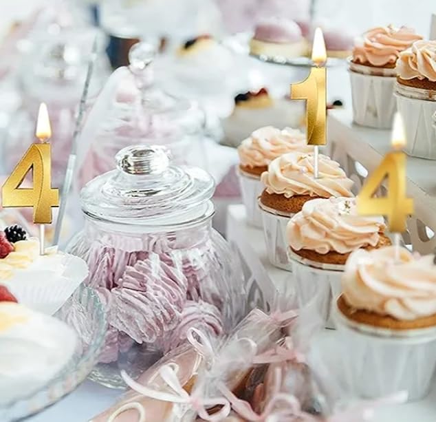 Image of Number Candles 3 inch for Birthday, Wedding, Engagement, Valentines Day Celebration, Theme Party Cake Decoration Gold (Numerical No 14 or 41)