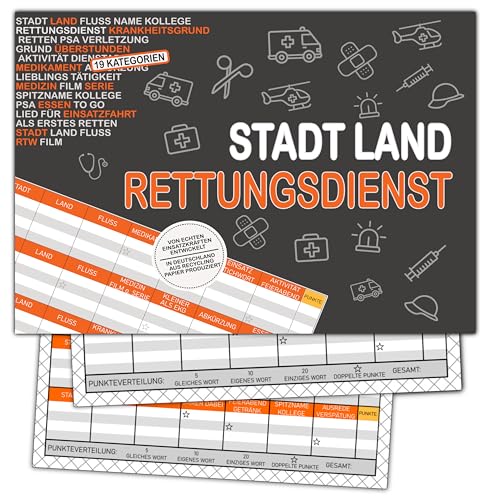 Stadt Land Rettungswagen Rätzel RTW Rettungsdienst Geschenk 50 Seiten DIN A4 Recycling Papier