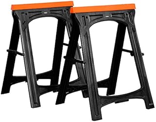 VonHaus Folding Saw Horse Twin Pack, Trestle Table Legs with Rubber Inserts Support Bars Pack Huge 150kg Max Load - Cutting Stands Corrosion and Weather Resistant