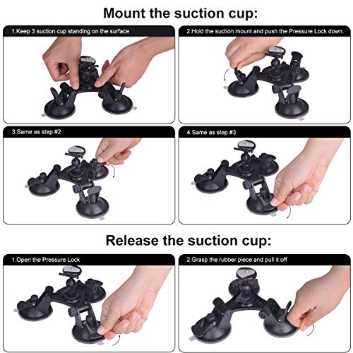 Fantaseal GP-FS1821US 3-Cup Action Camera Suction Cup Mount Motion Camcorder Car Windshield Hood Door Trunk Lid Holder /W Ball Head Compatible thumb #7