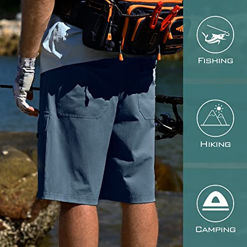 Kastking Rekon Men's Fishing Cargo Shorts, Quick Dry Casual Hiking Shorts For Men, Travel Golf Camping Tactical Navy Blue #TOP5