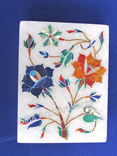 Boîte à bijoux floral marbre blanc 10,2x7,6 cm coffret table - 3