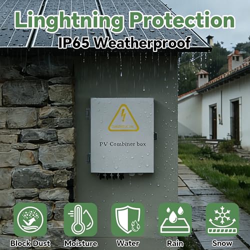 Caja combinadora fotovoltaica IP65 impermeable de 4 cuerdas con fusibles 15A y pararrayos 5