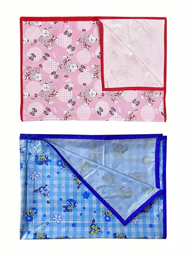 Image of EcoSoft Plastic Sheet,PVC Sheet for Kids,Rubber Sheet for Babies,Bed Wetting Protector(90 x 135 cm) (Pink Bear & Blue PPG)