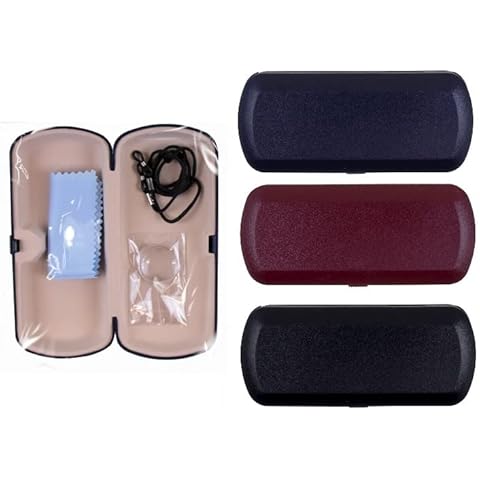 Glasses Case With Cleaning Cloth And Neck Cord Protective Hard Plastic Shell Eyewear Sunglasses Travel Study Work Spectacle Safety Portable Storage Casefits Cover