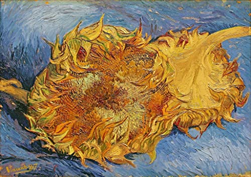 Toile murale abstraite Van Gogh peinture deux tournesols coupés décoration salon