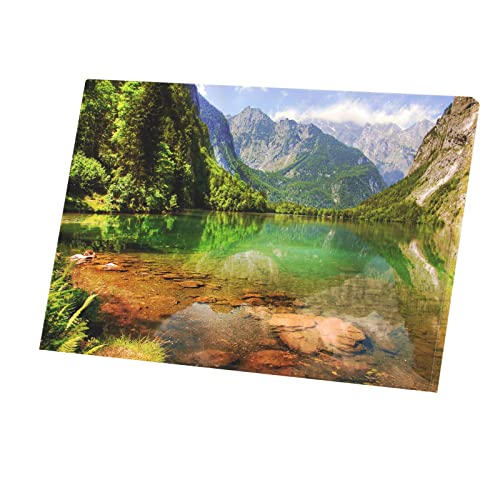 Affiche lac de montagne pour salon déco nature verte 90x60