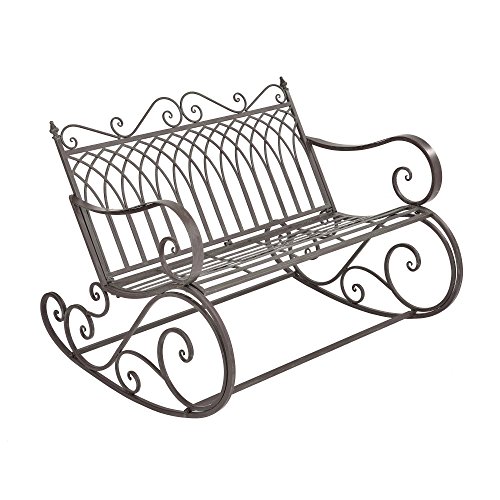 [en.casa] Banco Balancín para Jardín Greenough 85 x 113 x 95 cm para 2 Personas - Vintage Asiento Mecedora Mueble Exterior Robusto de Metal Verde Oscuro