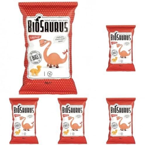 BIOSAURUS SNACK SABOR KETCHUP BIO 50 g (Paquete de 5)