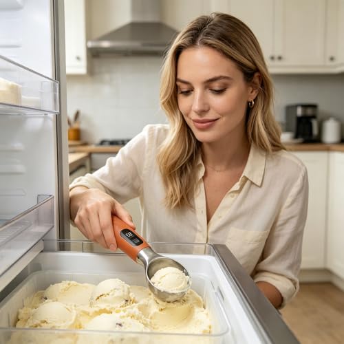 Cuchara de postre recargable USB con pantalla de luz y mango ergonómico para helado 6