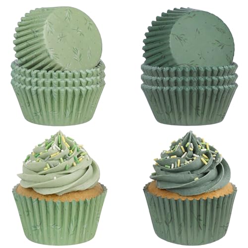Image of Sage Green Cupcake Liners 200Ct Baking Cups Wedding Party Decor