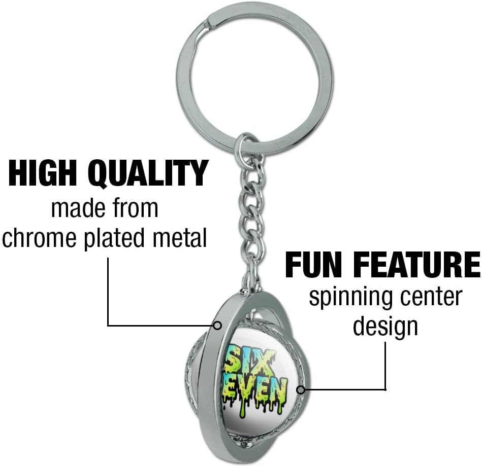 GRAPHICS & MORE 6-7 Meme Dripping Text Keychain Spinning Round Chrome Plated Metal - Image 6