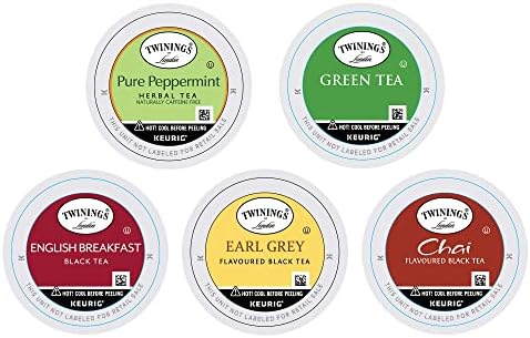 Twinings K-Cup Pods Variety Pack, English Breakfast, Earl Grey, Chai, Green, Peppermint, for Keurig and Single Cup Brewers, 10 Count (Pack of 1)