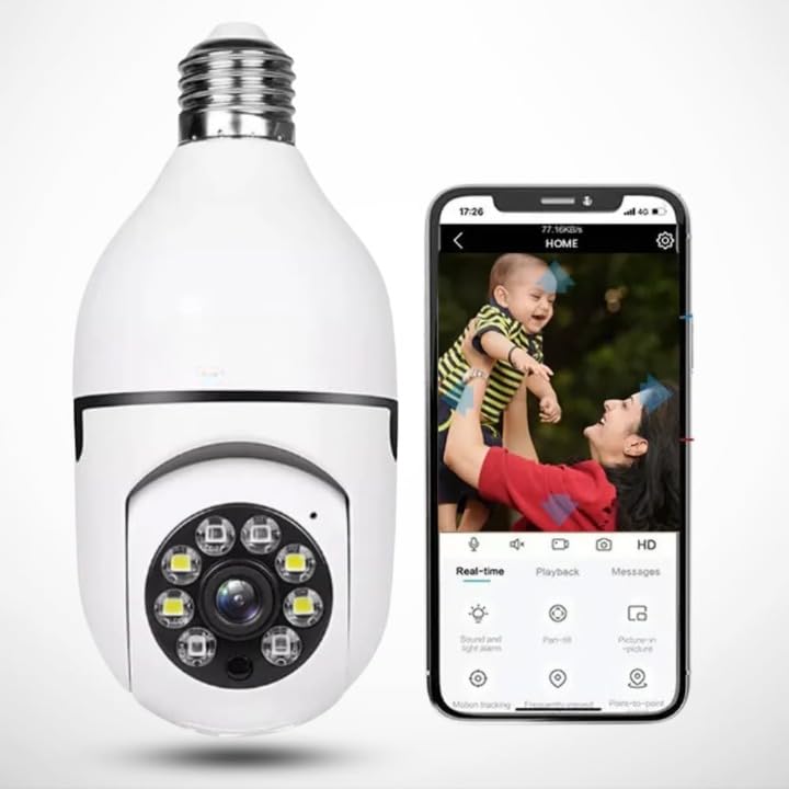 IP66 E27 PTZ 1080P Bulb Camera with Night Vision, Two-Way Audio, Smart Motion Detection and Alarm, 360 Degree Panoramic View Covering Every Spot, V380 App for Remote Live Viewing Security Camera-image-16