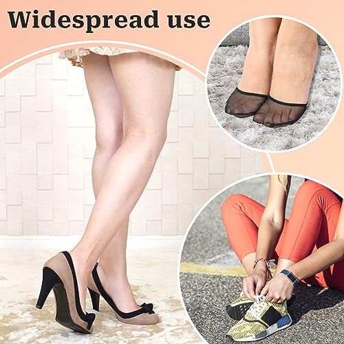 Toe Topper Socks for Women, 10 Pairs Reusable Half Socks with Padding Cushion and Non-Slip No Show Grip, Shoe Toe Protector for High Heels, size 6-9 6