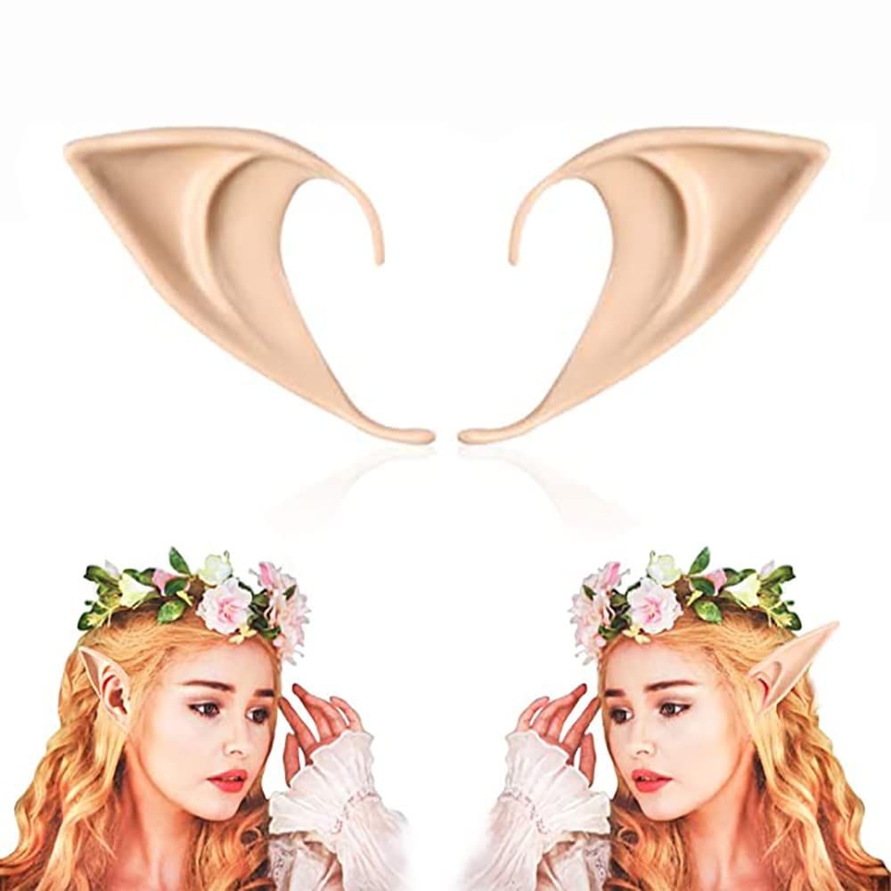 FRESHME Fairy Pixie Elf Ears - Cosplay Soft Pointed Ears Elven Masquerade Vampire Fairy Ears Makeup Costume Accessories