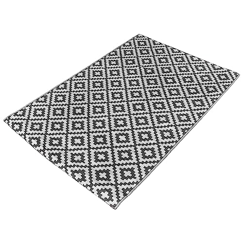 Dreamscene Outdoor Mats for Garden Rug Grey Geometric, Reversible Mat for Summer Garden Patio...