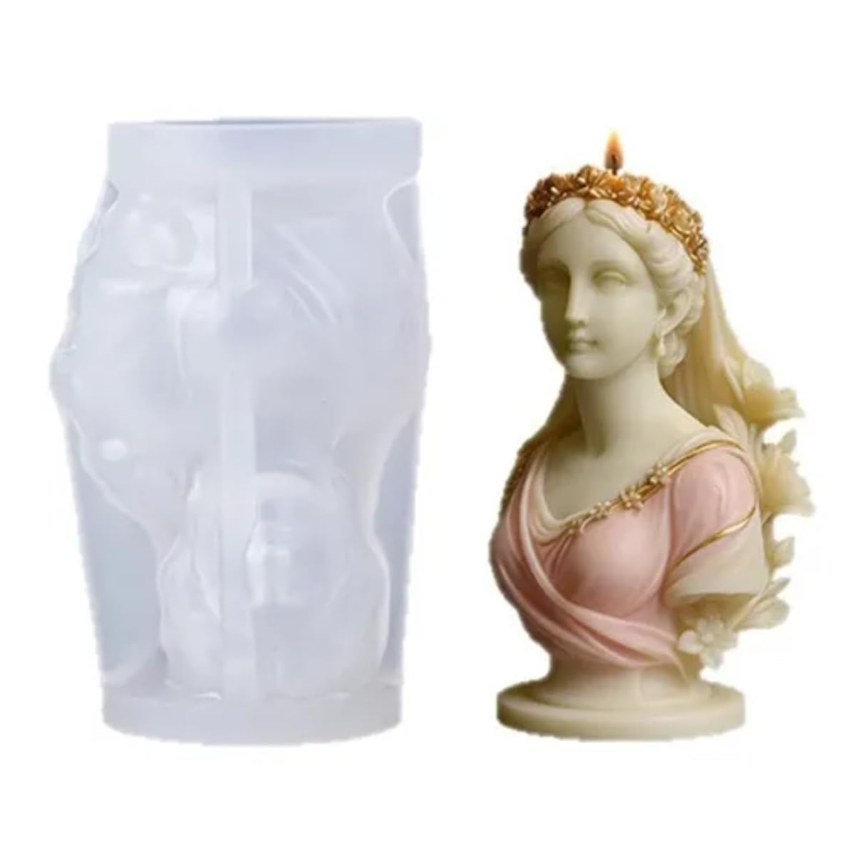 HUSAINI MART | Female Statue Silicone Mould for Candle Making, Resin Art & DIY Crafts – Woman Face Figurine Mould for Wax, Epoxy Resin, Soap & Home Décor-image-6