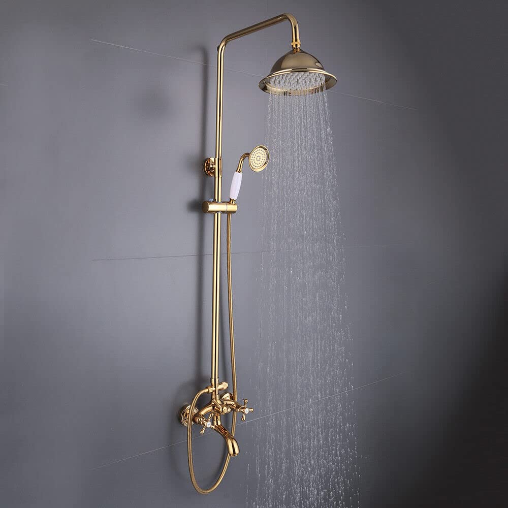 Meir gouden wandmengkraan doucheset rond set 8