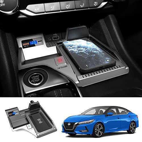 Being Up Car Wireless Charger Fit for Nissan Sentra 2024-2020 All Models 15W Fast Charging Center Console Wireless Charger Pad for All Support Qi Enabled Cellphones