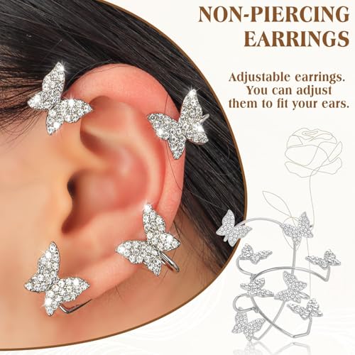 Ear Cuff Earrings for Women Non Piercing Faux Earring Cuff Rose Gold Earring Cuffs Non Pierced for Renaissance Costume,Rave Outfits,Tea Party Dresses,Birthday Dress,Women Gift4