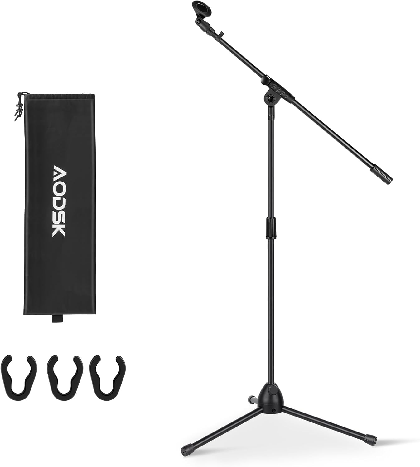 AODSK Deluxe Tripod Microphone Stand with Boom Arm & Twist Clutch Height Adjustment (Upgraded version)