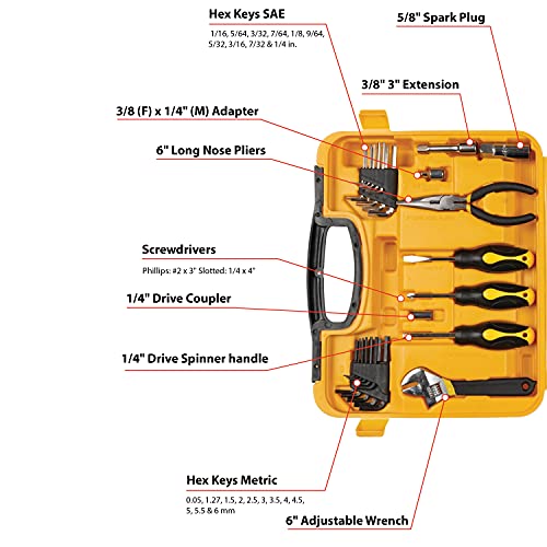 Performance Tool W1538 SAE/Metric 94 Piece Mechanics Product Tool Set, Yellow, 94pc Mechanic's Set - Image 4