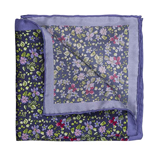 GENTSY ® Panuelos de Bolsillo Hecho a Mano para Hombre 100% Seda 32 x 32 Cm / 12,5 x 12,5 Pulgadas (P112 Azul)