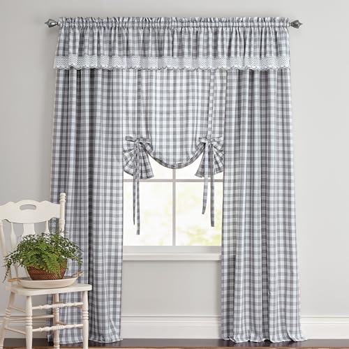 BrylaneHome Buffalo Check Tier Curtain Set, Valance Not Included - 58
