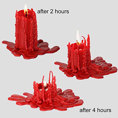 3X Pillar Candles Rustic Height 95mm diameter 34mm Dripping Candles Beeswax red 36367, 9.5 centimeters - Image 2
