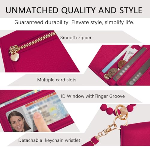 Image of Keychain Wallet for Women,RFID Wristlet Wallet with Beaded Strap