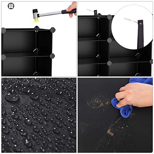 Songmics Shoe Rack, Space-Saving 15-Slot Plastic Storage Organizer Unit, Modular Cabinet, Ideal For Entryway Hallway Closet Garage, 44.5 X 14.2 X 34.6 Inches, Black Ulpc44H #TOP5