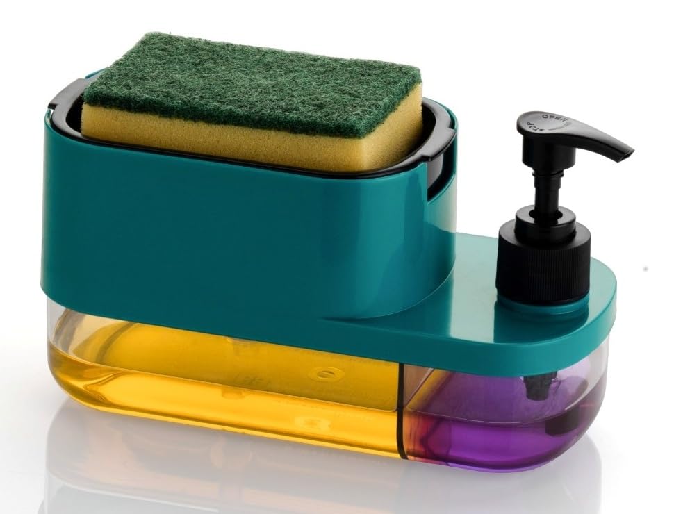 COINCE 3 in 1 Soap Dispenser for Kitchen with Sponge Holder & Liquid Pump Dispenser,Durable & ABS Plastic Sink Dish Washing Soap Dispenser Set Sponge Holder Kitchen Sink Accessories Items (Green) (1) (B0DC6F1G74) Amazon Price History, Amazon Price Tracker