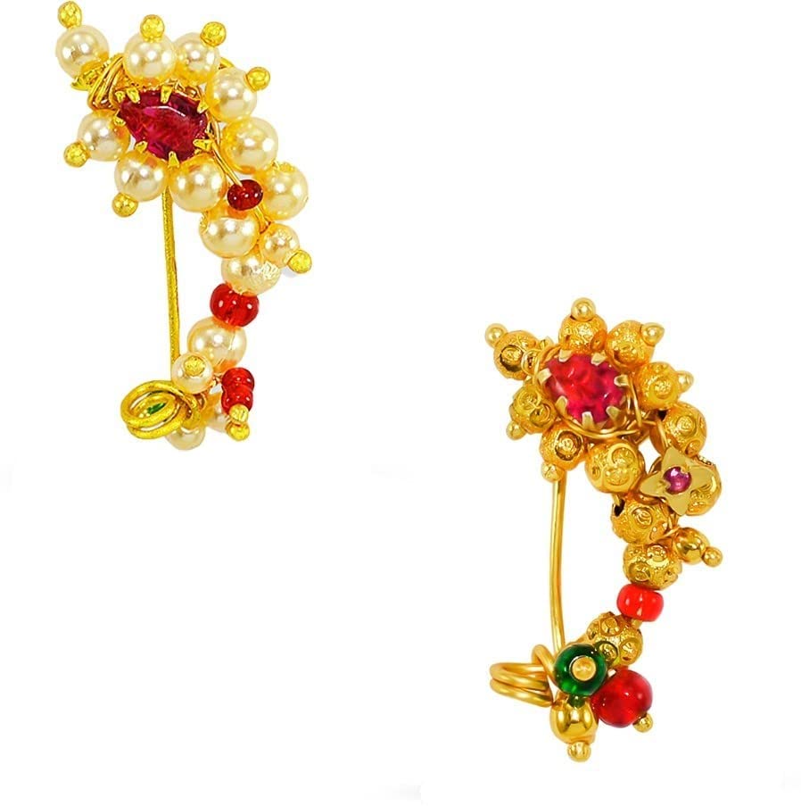See full amazon price history chart for JEWELOPIA Marathi Clip On Nose ring Non Piercing Pearl & Ruby Gold Plated Pearl Maharashtrian Nath For Women & Girls (combo 2) (Gold combo 2) JEWELOPIA Marathi Clip On Nose ring Non Piercing Pearl & Ruby Gold Plated Pearl Maharashtrian Nath For Women & Girls (combo 2) (Gold combo 2) (B09WKKPR7J) Amazon Price History, Amazon Price Tracker