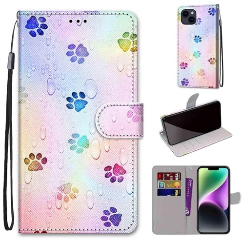 nancencen - Carcasa para iPhone 15 Plus de 6,7 pulgadas, piel sintética, con tapa de silicona, con tapa de piel, gotas de agua